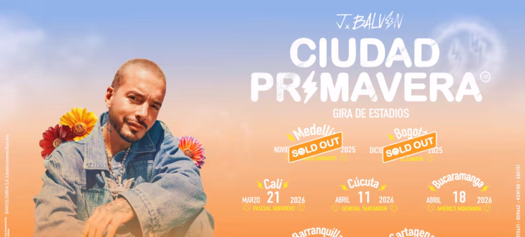 J Balvin anunció su gira de estadios ‘CIUDAD PRIMAVERA’ por Colombia ¿Cuándo y en qué ciudades?